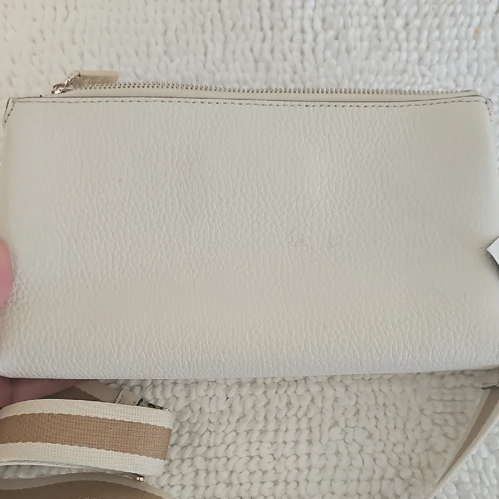 kate spade Cream Pebbled Leather Crossbody with Logo Strap - Picture 10 of 12